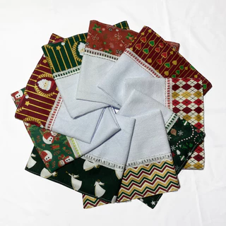 Pano De Prato c/ Barrado Simples de Natal Atacado Kit Com 10 Peças