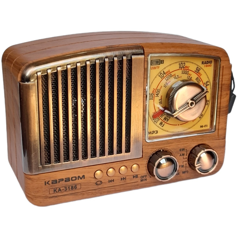 Rádio Retro Vintage Antigo Bluetooth Am Fm Sd Usb Mp3 Cobre Estilo Madeira Radinho