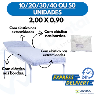 Lençol Descartável TNT Branco Maca 2,00x0,90 Com Elástico 10 Unidades Anvisa Soft Gramatura 20