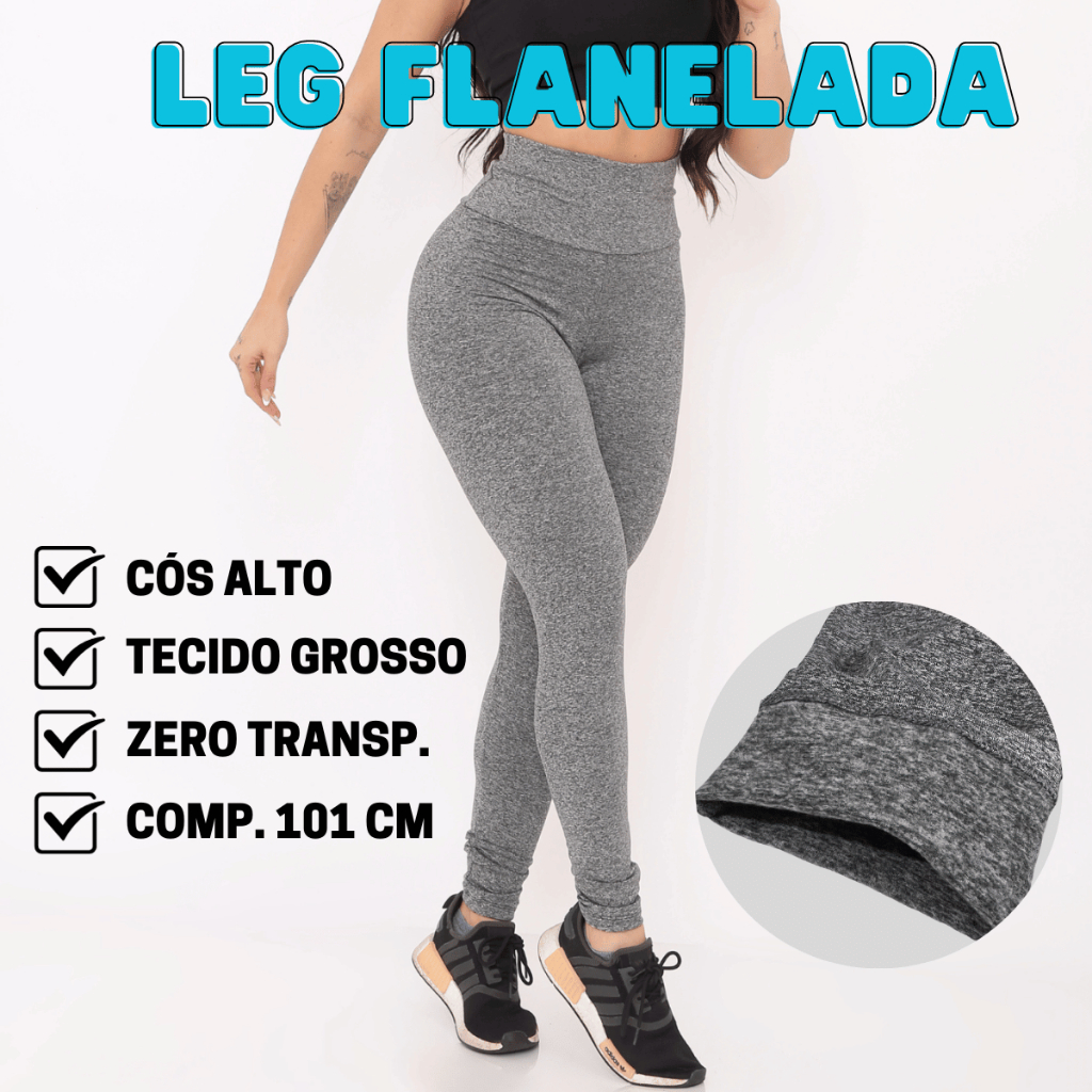 Kit 3 Calças Legging Feminina Malha Grossa Poliamida 3d Moda Fitiness Para  Academia