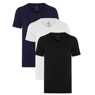 Kit 3 Camisetas Masculina Algodao Egipcio Slim Fit Gola V