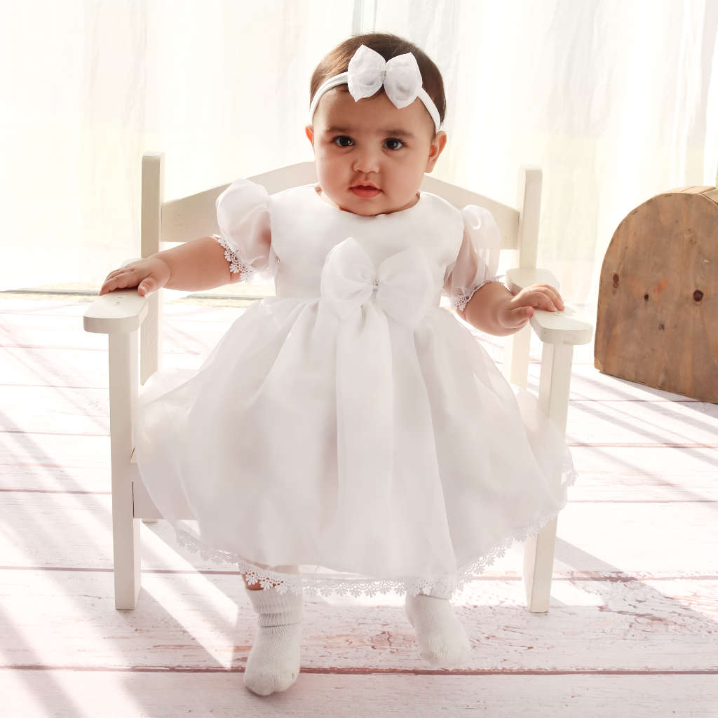 Vestido branco store bebe 1 ano