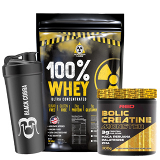 Whey Protein 100% Ultra Concentrado 2Kg Creatina 300g + Coqueteleira