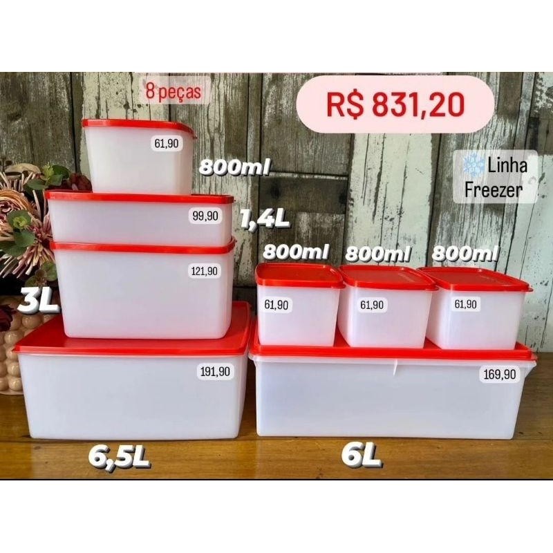 Tupperware kit Gelados e Freezer de 9 peças | Shopee Brasil