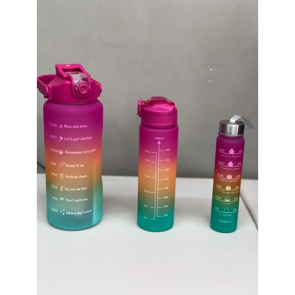 Garrafinhas De Agua motivacionas Coloridas Com 3 Tamanhos | Shopee Brasil