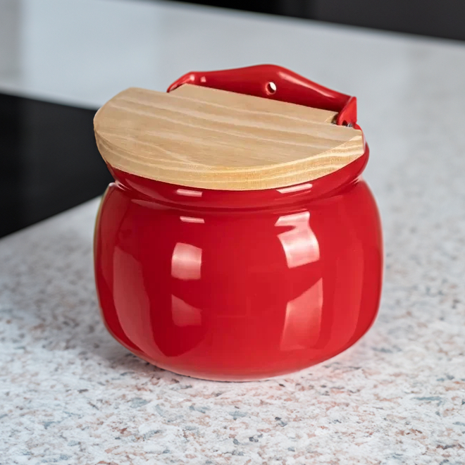 Saleiro de Louça Vermelho Gourmet