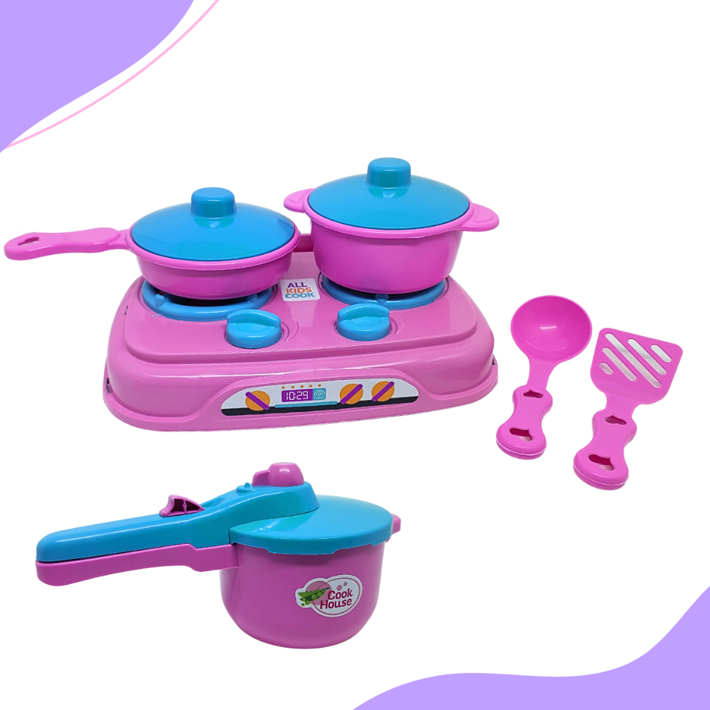 Kit Cozinha Brinquedo infantil 6 Peças Fogão Coocktop Panelinhas Brinquedo de Menina