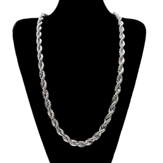 Corrente Masculina Aço Inox Cordão Baiano Torcido 6mm x 70cm Grossa Colar Masculino