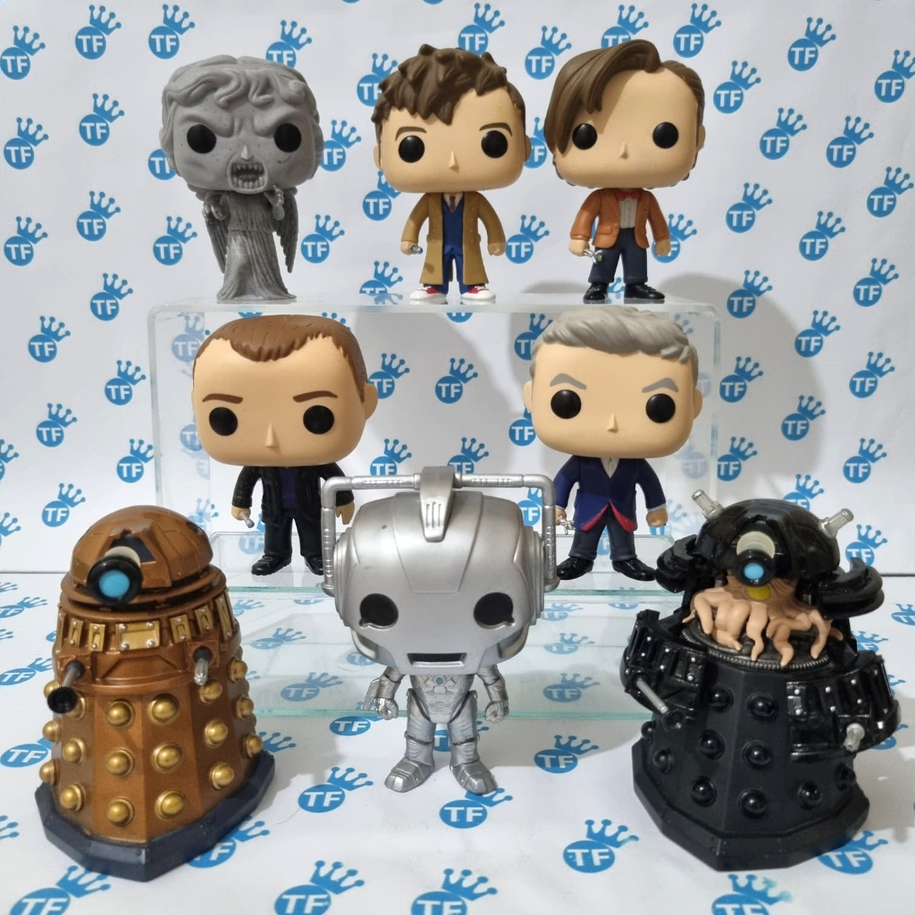 Coleção Doctor Who Funko Pop Original Evolving Dalek Sec 275 Cyberman 224 Ninth Doctor 294 Twelfth Doctor 238 Weeping Angel 226 Dalek 223 Tenth Doctor 221 Eleventh Doctor 220 (Loose)