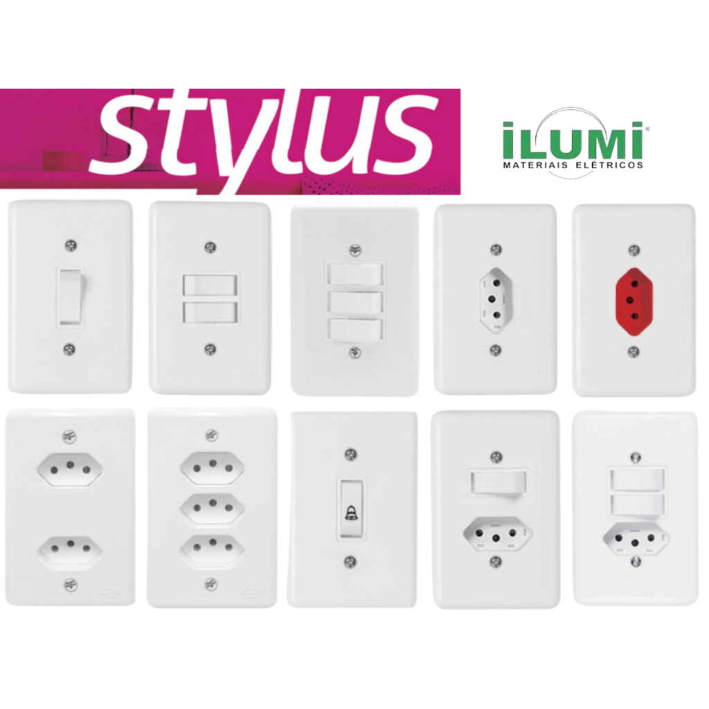 Interruptor e Tomada Ilumi linha stylus 10A 20A 4x2