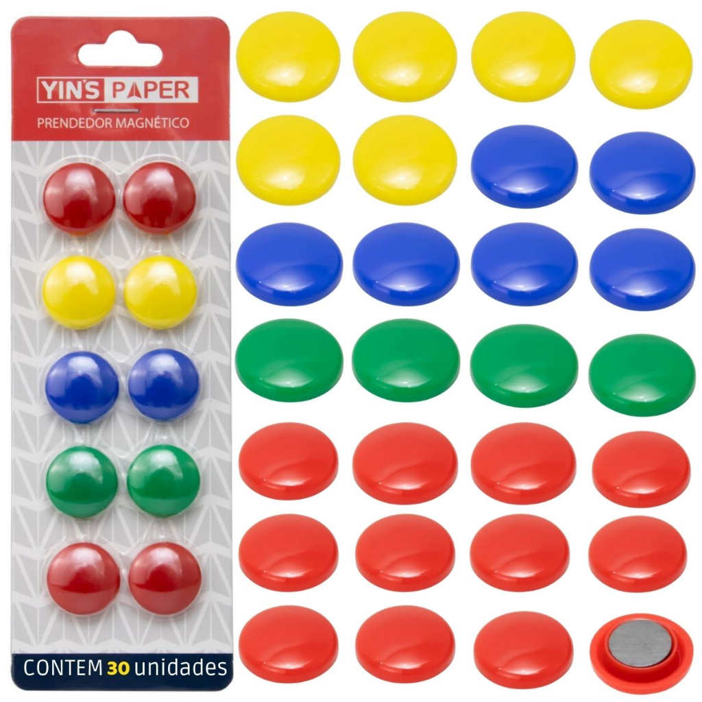 Kit 30 Imãs Coloridos Para Pendurar Avisos Pedidos Em Geladeira Ou Quadro Metálico