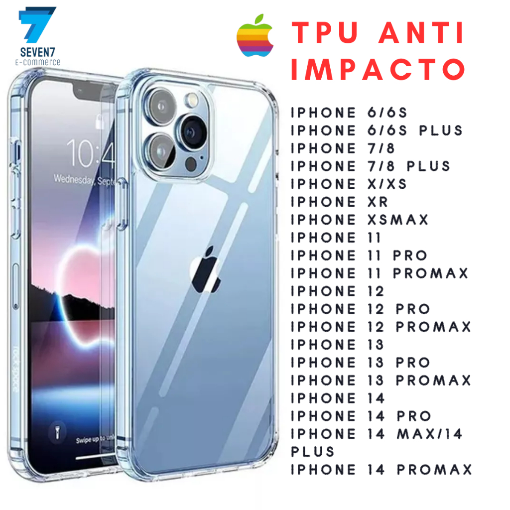 Capa iPhone Anti Impacto Transparente Para Modelos 6 7 8 Plus X XR XS 11 12 Mini Pro Max