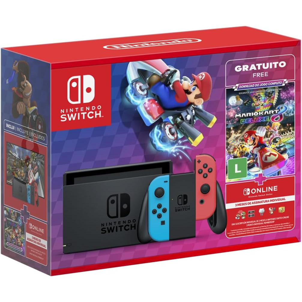 Nintendo Switch OLED 64GB Splatoon 3 Edition cor gradiente azul e gradiente  amarelo e preto