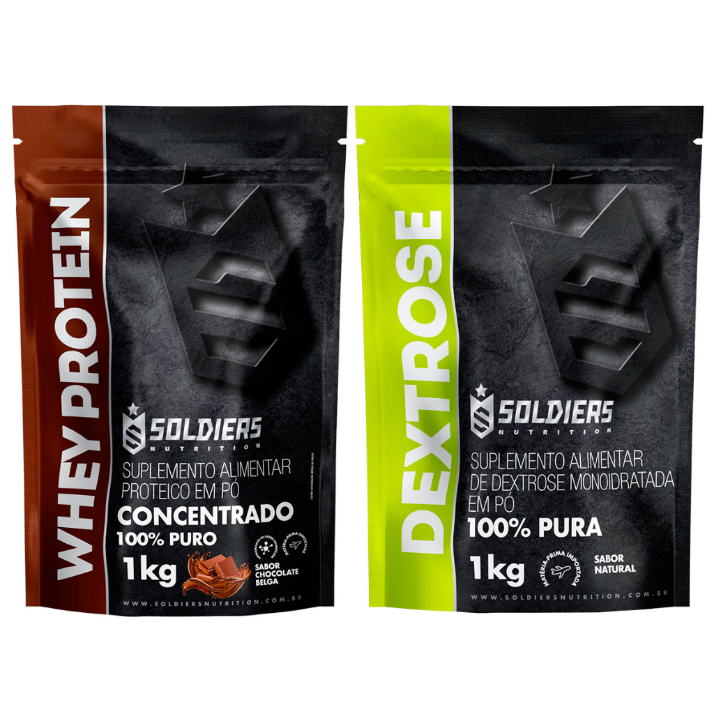 Kit: Whey Protein Concentrado 3Kg + Dextrose 3Kg – 100% Importado – Soldiers Nutrition