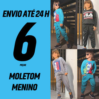 Kit 6 Peças Conjunto Infantil de Frio Casaco e Calça Moletom Inverno Roupa de Criança Menino