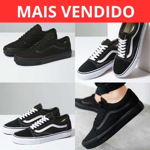 Tênis Palmilha De Gel Ortopédico Old School Mad Rats Preto