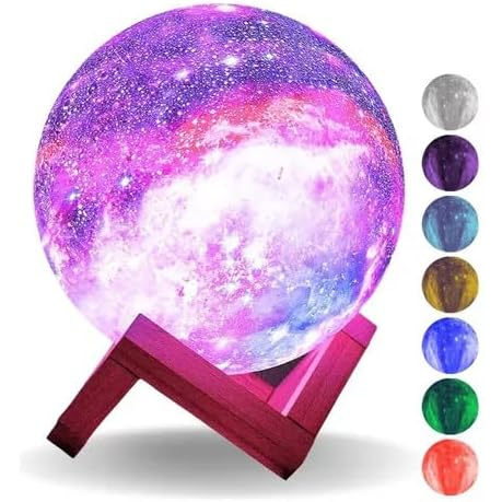 Luminária 3D Universo Lua Galáxia Touch Lâmpada Led 16 Cores Abajur Decoração