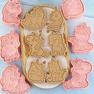 KIT Cortador Molde Marcador Unicórnio Biscuit Pasta Americana Confeitaria