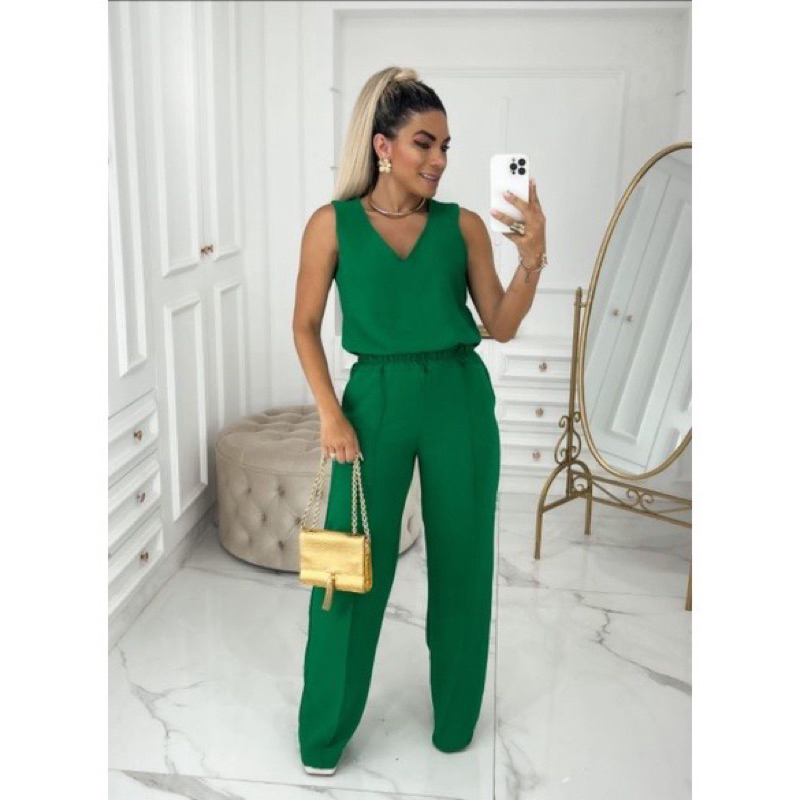 Conjunto Plus Size Max Blazer e Calça Pantalona Verde