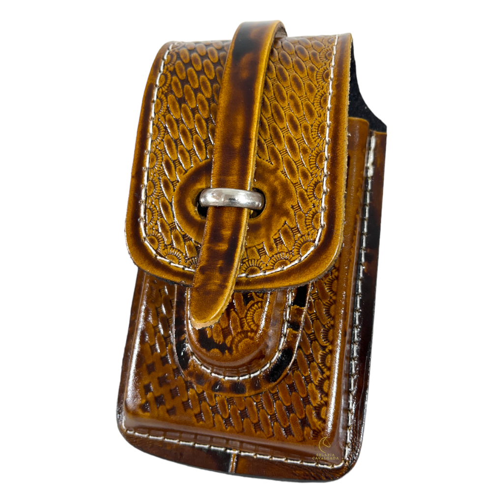 Capinha De Celular Bainha De Cintura Porta Canivete De Couro Legítimo