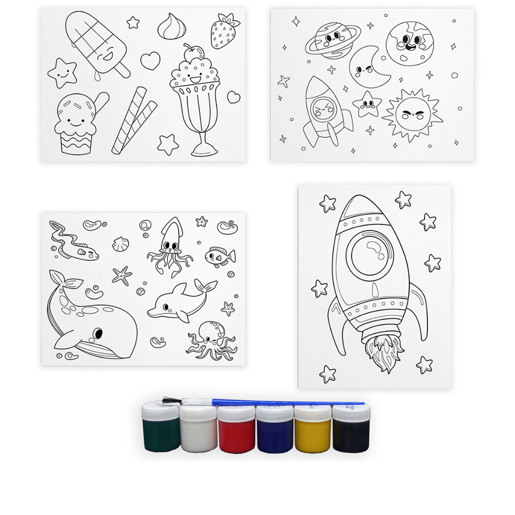 Tela Para Pintura Infantil Colorir Pintar Canvas Flores - Loja PlimShop