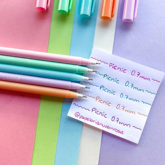 Kit 5 Caneta Esferográfica Ponta Fina Agulha 0.7mm Coloridas Tipo Spiro da marca Jocar Office