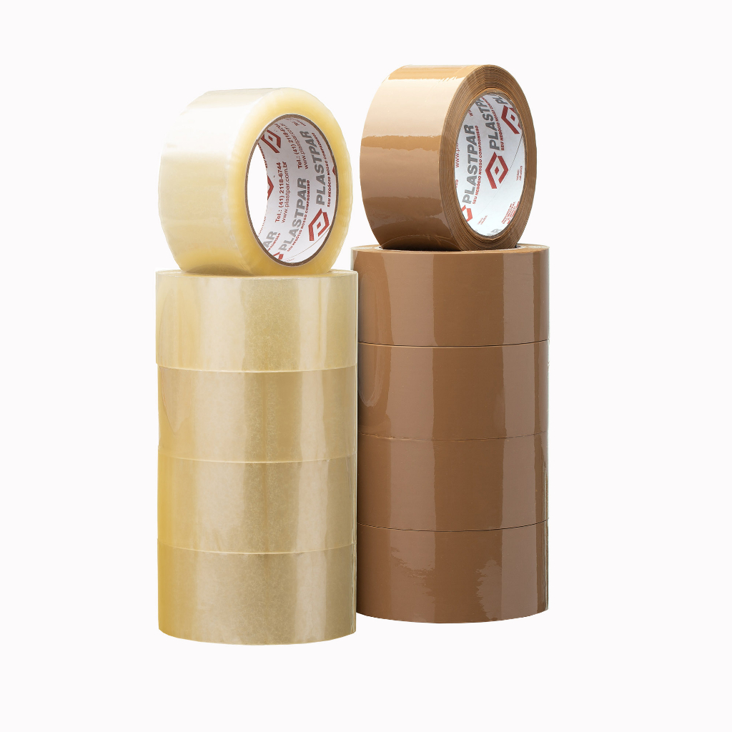 Kit Fitas Adesivas 5 Rolos Marrom e 5 Rolos Transparentes Larga 45mm x100m
