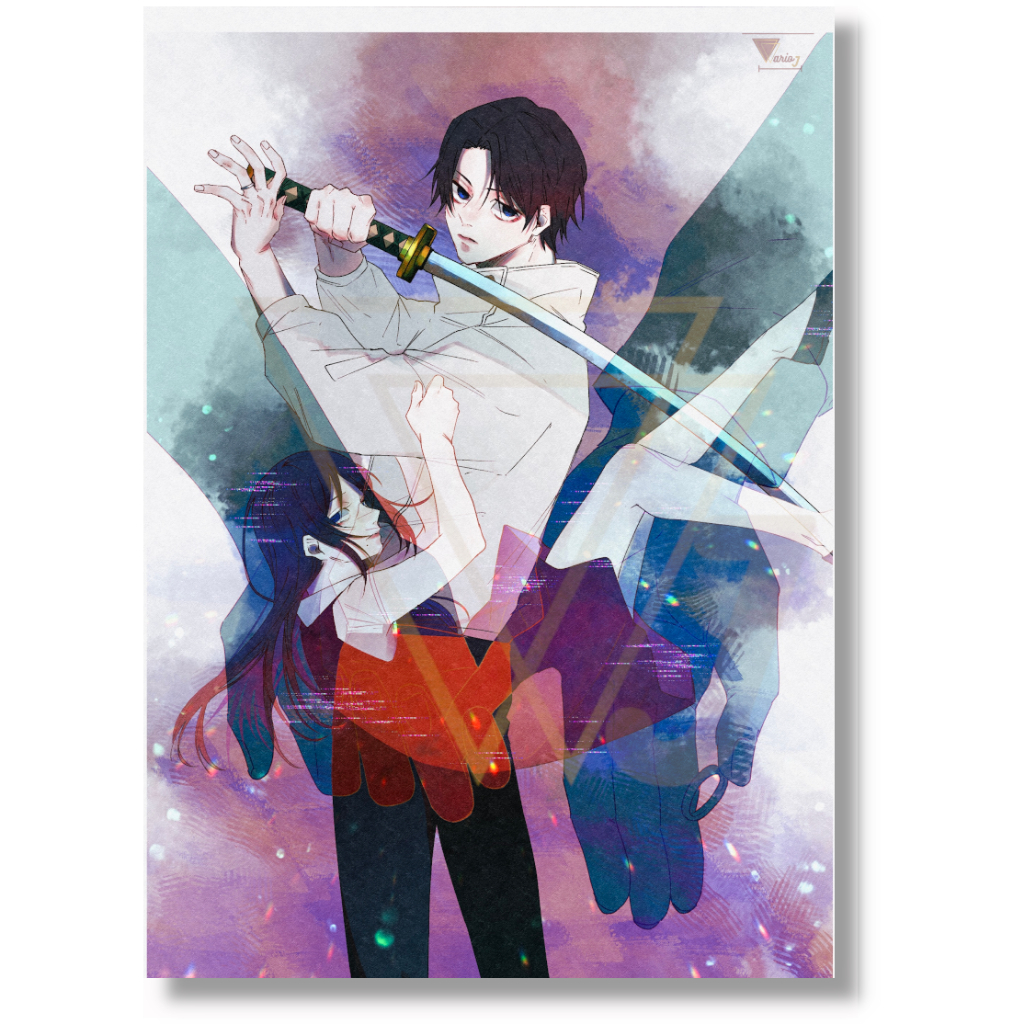 Placa Decorativa Quadro A4 Yuta Okkotsu Rika Orimoto Anime Jujutsu
