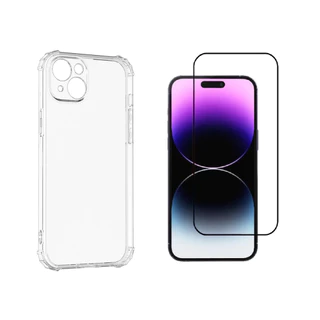 Para iPhone 15 / 15 Plus / 15 Pro / 15 Pro Max - Capa Capinha Case Anti Impacto + Pelicula de Vidro 3d