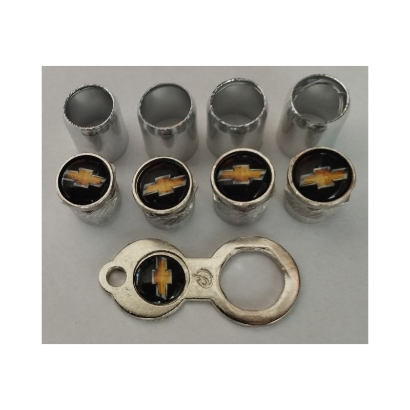 KIT Tampa Bico Valvula Antifurto Capa Cromado- - Acessorio Automotivo para Pneus e Rodas - Kit para as 04 Rodas do Carro 1