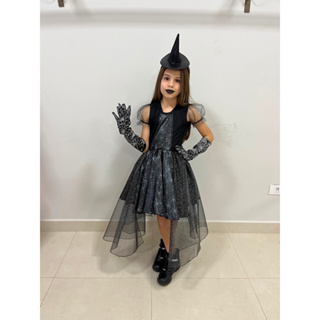 Fantasia Bruxa Roqueira Caveira Menina Festa Halloween Kids