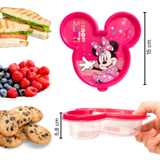 LANCHEIRA POTE PLASTICO ROSTO MICKEY OU MINIE PARA LANCHES BISCOITOS FRUTAS 320ML UNIDADE
