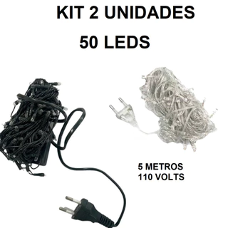 50 Leds KIT 2 Pisca Pisca 5 Metros 110V Natalino Decorativo E Fio Verde Multicolorido em Oferta na Shopee
