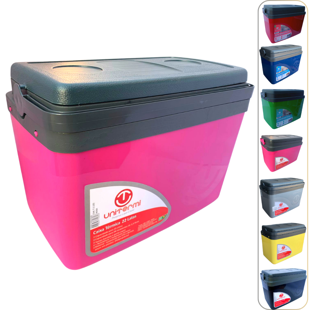 Caixa térmica Cooler 15L Alça Tampa bandeja Floripa Unitermi