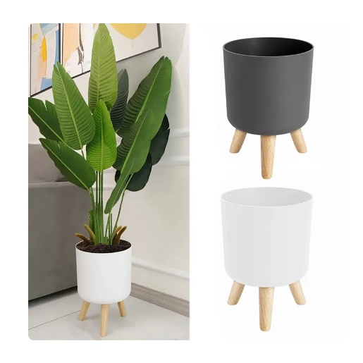 Vaso Cachepot com pé em madeira tipo tripé Decoração casa Ambientes