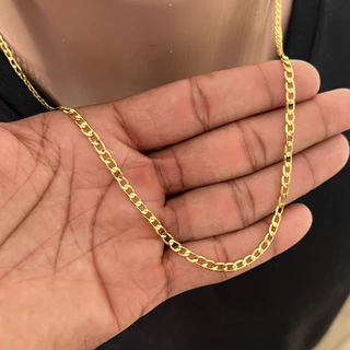 Corrente Masculina Cordão Grumet 3mm 70cm Banhado Folheado A Ouro 18k
