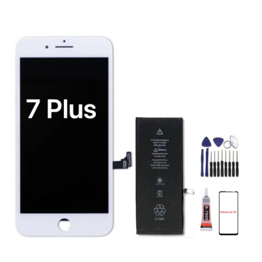 Tela Display Touch Frontal LCD iPhone 7Plus / 7 Plus + Bateria + Pelicula + Cola 15ml + Chaves
