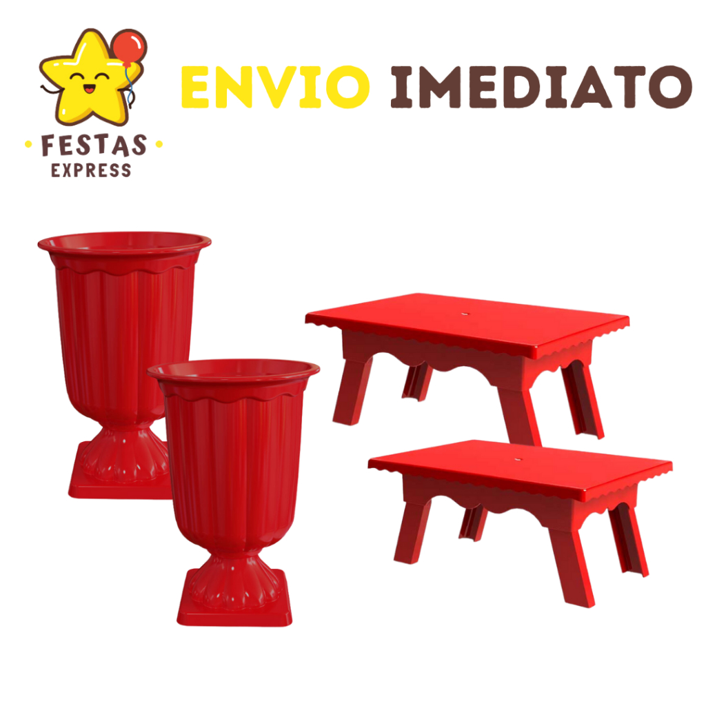 Kit Festa Duplo - 2 Vaso Grego e 2 Mesinhas