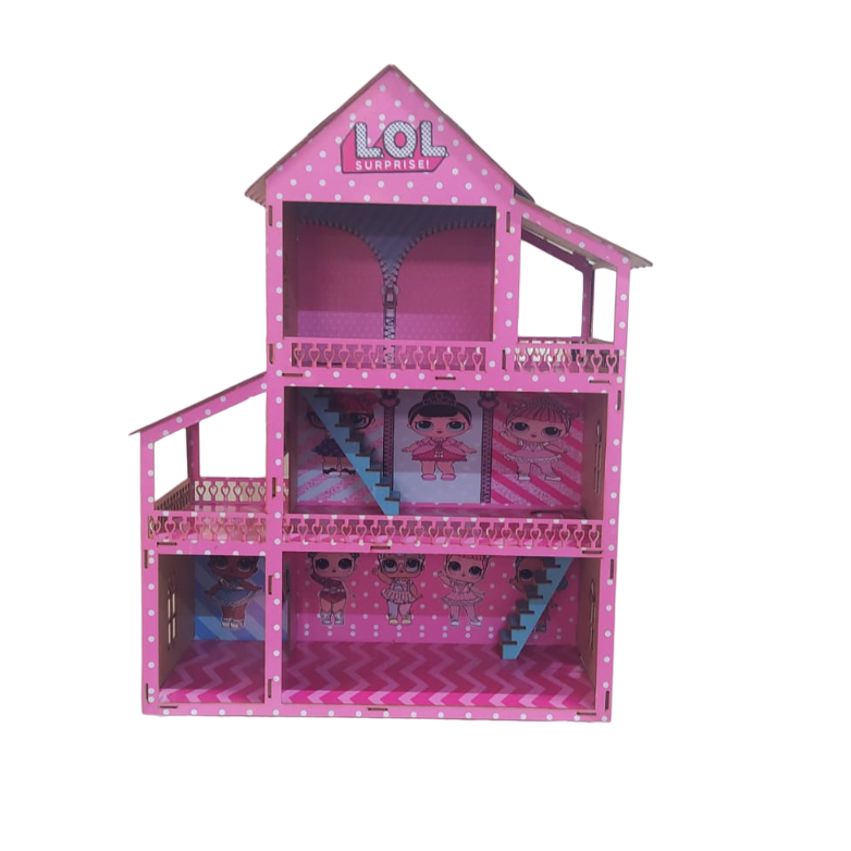 Casa casinha de boneca crua MDF Madeira para bonecas Polly Poli Polli  Pocket Lol Surprise Anime Funko