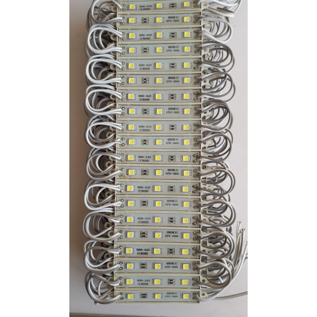 Kit com 20 Peças Módulo de Led 12v Ip65 5050 3-leds Branco Frio modelo ...