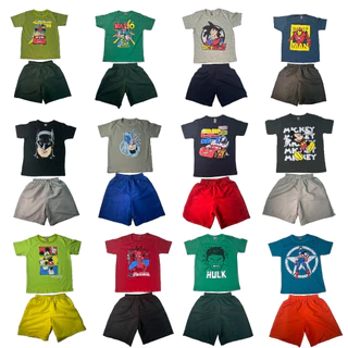 Kit Sortido 10 Peças de Roupas Infantil Menino- 5 Camisetas + 5 Bermudas - Promoção - Kit com 5 Conjuntos de Roupa Infantil Menino