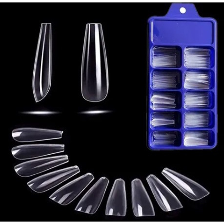 KIT 100 unidades de Tips Curvatura Caixa Azul para Alongamento de Unha Acrigel