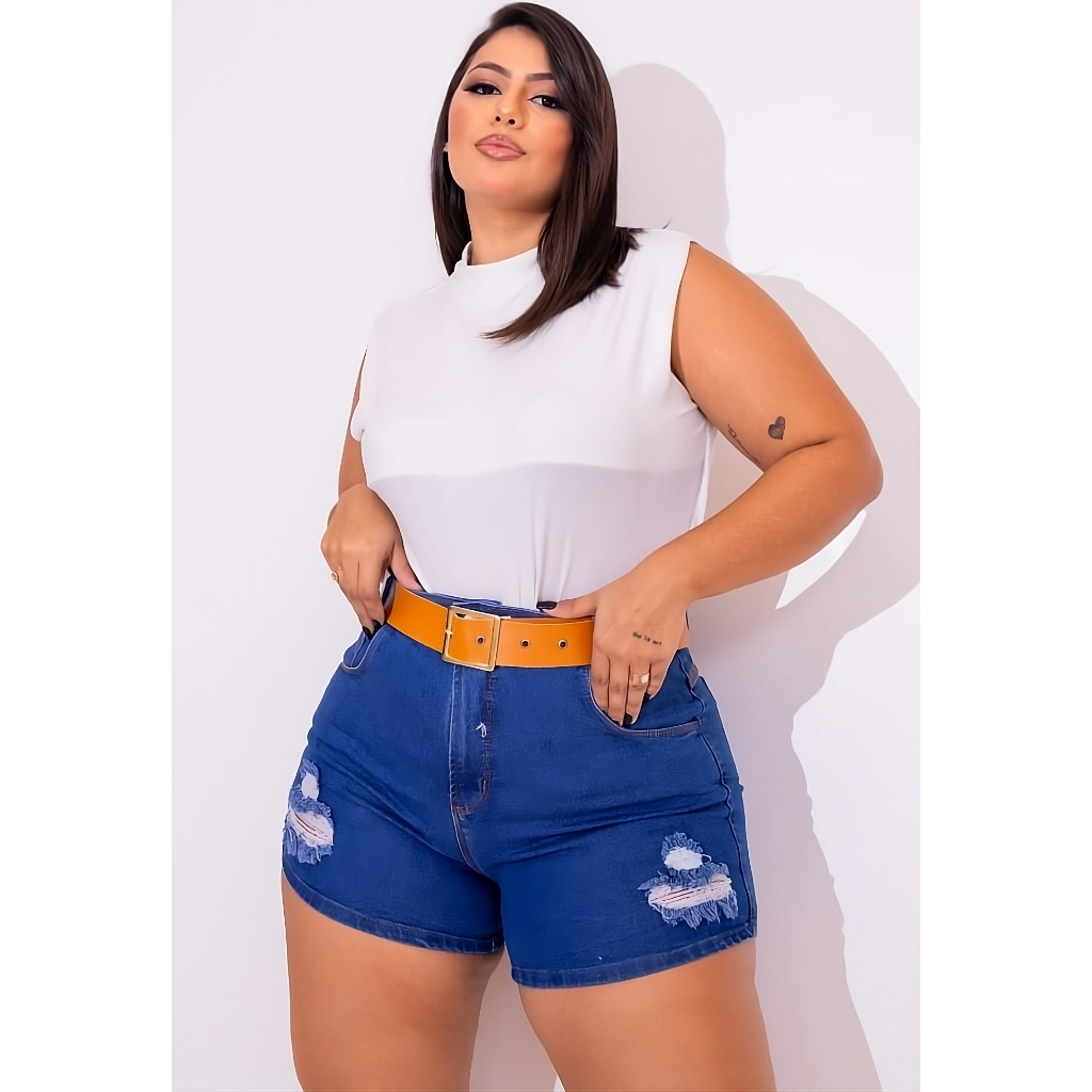 Shorts Jeans Plus Size Hot Panty com Corrente