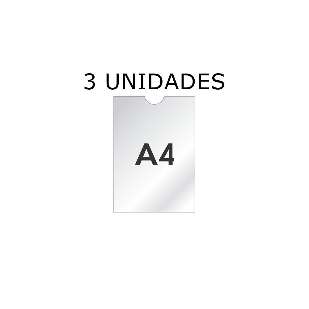 Kit com 3 Display Expositor Suporte Acrilico tamanho A4 de parede ou porta com fita dupla face