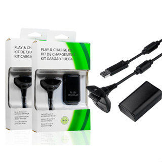 2 Kit Carregador Para Xbox Controle 360 Slim Cabo 1,40 CM + Bateria 9800MAH