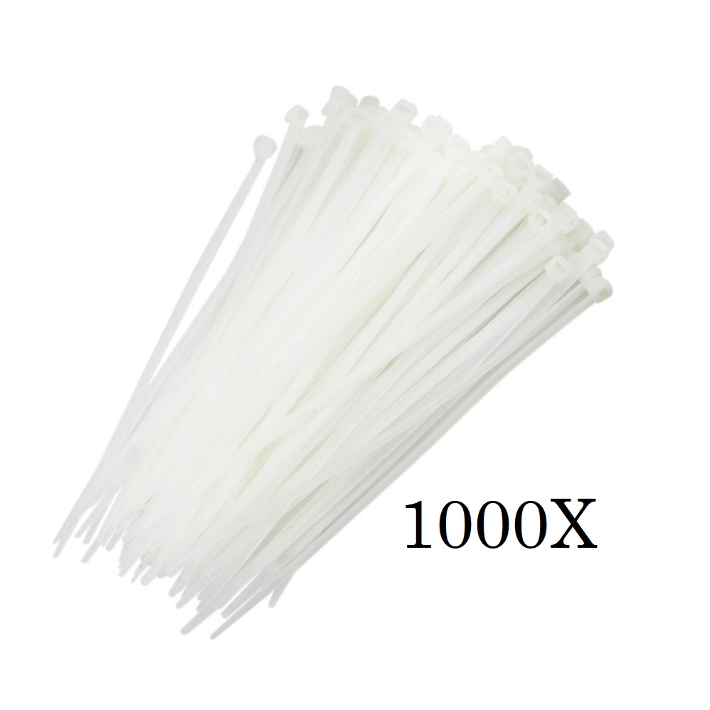 Kit 1000pçs Abraçadeira Nylon 2,5x100mm Branca Enforca Gato Lingua de Sogra hellerman