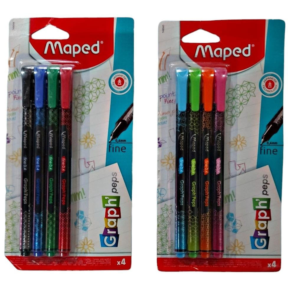 Caneta Hidrografica Maped Fine Graph´ Peps 0.4mm 4 Cores | Shopee Brasil