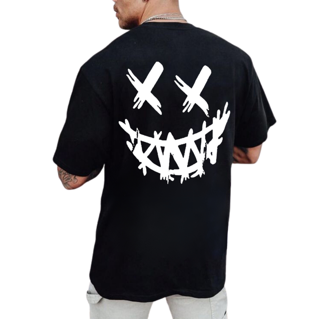 Camiseta Oversized Smile Streetwear Masculino Camisa 100% Algodão