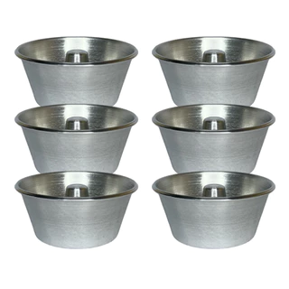 Jogo 6 Mini Forminhas De Pudim E Bolo Vulcão Doces Em Alumínio 12cm Diâmetro 300ml Para Confeitaria