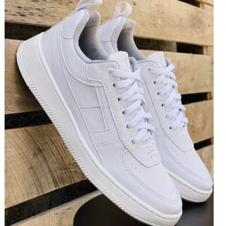 Tênis masculino sapatênis casual branco preto e marrom sola costurado confortável lançamento